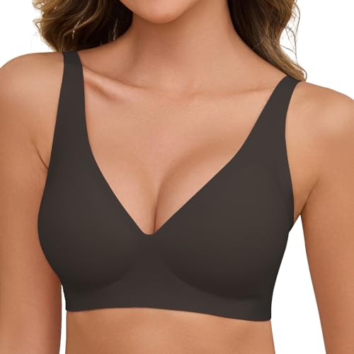 Nadeer Sujetador sin Aros Mujer Bralette sin Costuras Push Up Sostenes B&aacute;sicos Cuello V Brasier de...