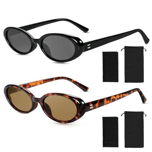 Becellen 2 Piezas Gafas de Sol Set Vintage, Oval Retro Peque&ntilde;a Gafas de Sol Cl&aacute;sicas Cat Eye Sunglasses...