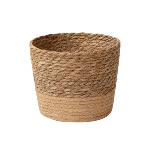 Yuattory Maceta de Flores Tejida de Paja, Cesta de Mimbre de Rat&aacute;n para Almacenamiento, Macetero Tejido...