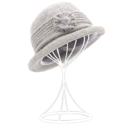 ZffXH Gorro de Lana de Invierno para oto&ntilde;o 1920 Vintage Beanie Cap Sombrero Lana Cloche Church Bucket...