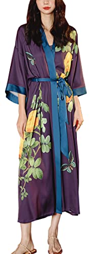 MEDUOLA Albornoces de Verano para Mujer Bata Kimono de Sat&eacute;n Pijama Seda Estampado con Talla &Uacute;nica...
