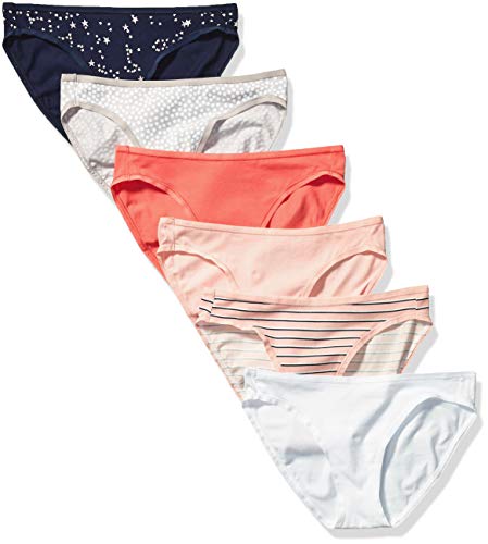 Amazon Essentials Braguita de Bikini de algodón (Disponible en Tallas Grandes) Mujer, Pack de 6,...