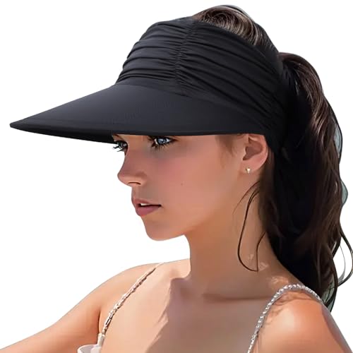 DRESHOW Mujer Sol Sombrero Al aire Libre UV Protecci&oacute;n Sombrero Plegable Ala Ancha Pesca Ponytail Playa...