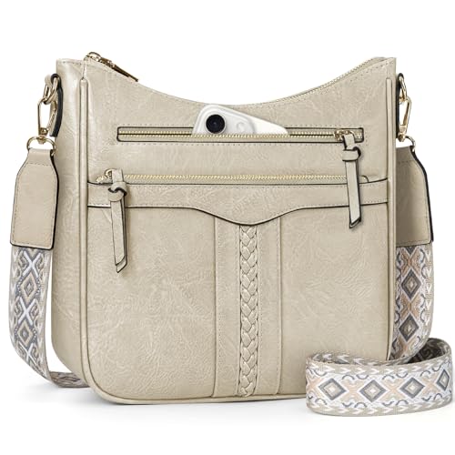 RAINSMORE Bolso Bandolera Mujer Cuero PU Bolso Mujer Bandolera con Correa Ancha Ajustable y Desmontable...