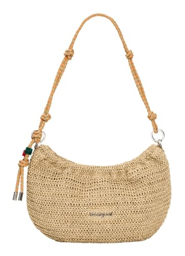 Desigual bolso bandolera bolso de hombro Half Logo Raffia Bag Natural beige