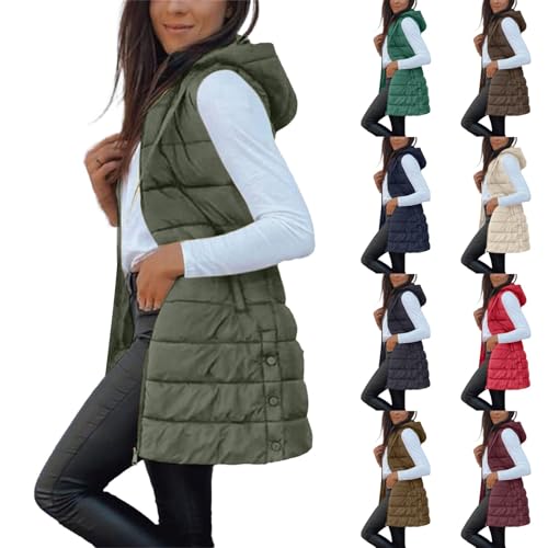 Chaleco Mujer Largo Invierno Acolchado Chaqueta sin Mangas Algod&oacute;n Chalecos Largos Casual Moda Abrigo...