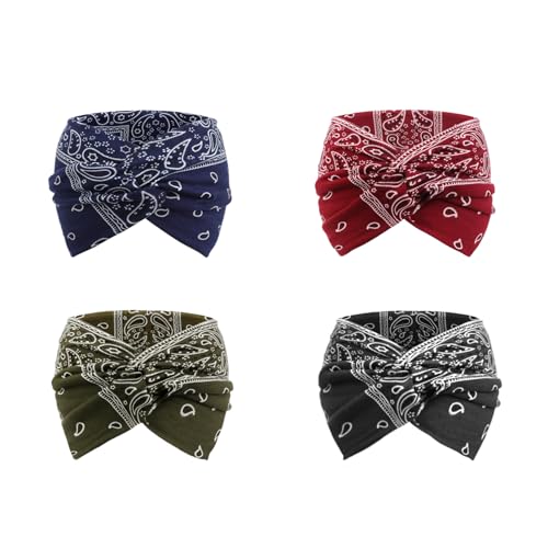 DRESHOW 4 Piezas Diadema Para Mujer Turbante Bohemia El&aacute;stico Cinta Banda para El Cabello Diadema...