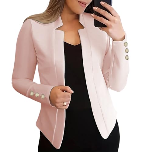 Blazers para Mujer, Talla Grande, Manga Larga, Informal, de Negocios, con Abertura Frontal, para Oficina,...