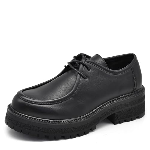 IF Fashion G692 - Zapatos mocasines de cordones para mujer con cordones de plataforma plana, 692 Black,...