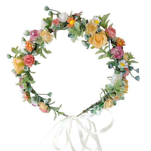 MUNSKT 1 Piezas Corona de Flores Diadema,Guirnalda de Flores para Bodas,Corona Cinta el Cabello de para...