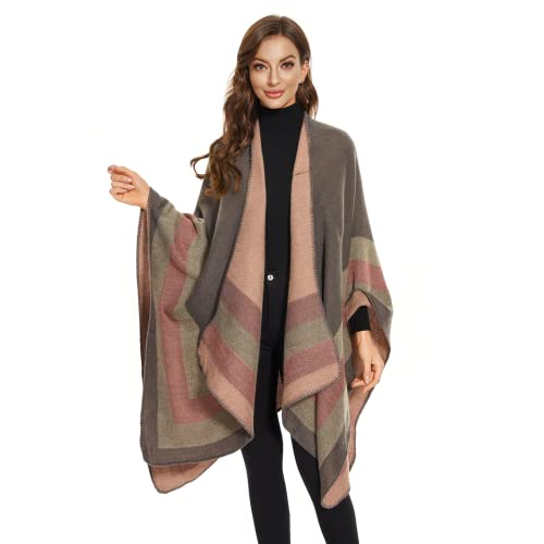 Colornial Chal Elegante para Mujer Capa Frontal Abierta Poncho Suave, Adecuado para Primavera, Oto&ntilde;o e...