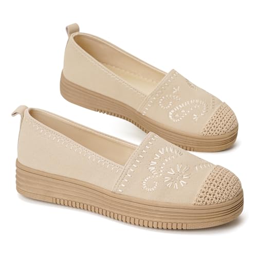 GLAMORA Bailarinas Mujer Manoletinas Merceditas Slip On Lona Zapatos Planos Plataforma Baja Zapatillas...