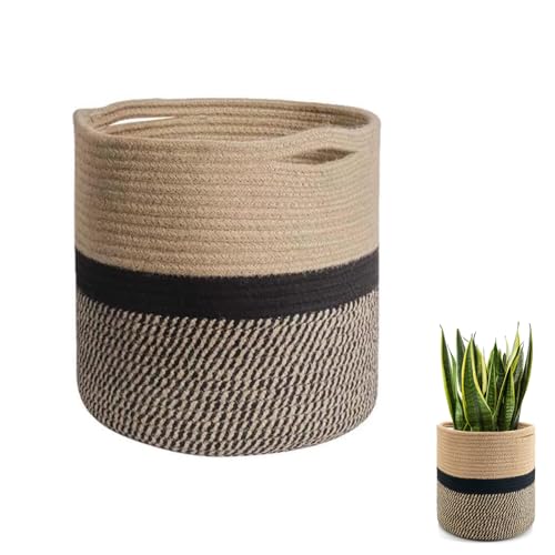 Naseom Cesta Decorativa Estilo Boho - Macetero Grande y Cesta para Plantas con Asa Oculta, Almacenamiento...