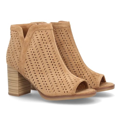 shoes&blues.es 63649-Botin de Tacon para Mujer, Comodos, con Calados, y Punta Abierta, Cierre de...