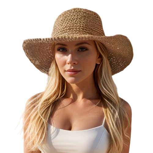 Floppy - Sombreros de Paja de Playa Grandes para Mujer, Plegable, de ala Ancha, Plegable, de Gran...