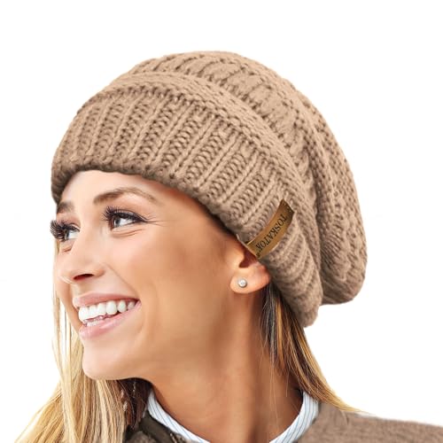 Gorro de Invierno de Punto Holgado cálido para Mujer con Gorro de esquí con Forro térmico de...