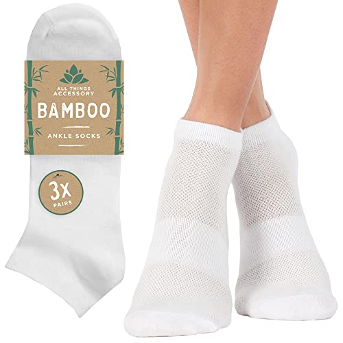 All Things Accessory 3 pares de calcetines de bambú para mujer, transpirables, absorben la humedad,...
