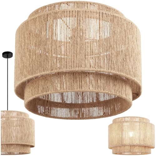 tectake&reg; Lampara Techo Dormitorio Boho Artesanal en Yute Sostenible con Estructura de Acero, L&aacute;mpara de...