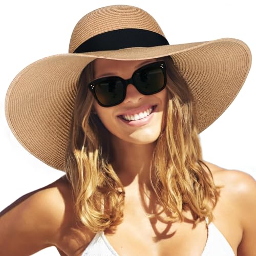 FURTALK Sombrero Moderno de ala Ancha para Mujer UPF50+ Sombrero de Viaje de Verano para la Playa