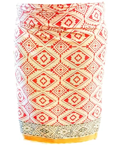 Mandala Life ART Pareo de Playa para Mujer Estampado a Mano &ndash; Sarong Indio con Borde Dorado &ndash;...