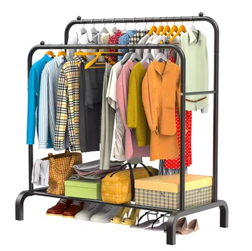 FIRFIT Burro de Ropa Doble &ndash; Perchero Colgador Met&aacute;lico 110 x 150 x 54 cm, Resistente, con Estante...