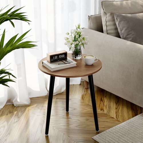 APICIZON Mesa auxiliar redonda de madera - Peque&ntilde;a, f&aacute;cil de montar, 42x42x51CM, estilo escandinavo,...