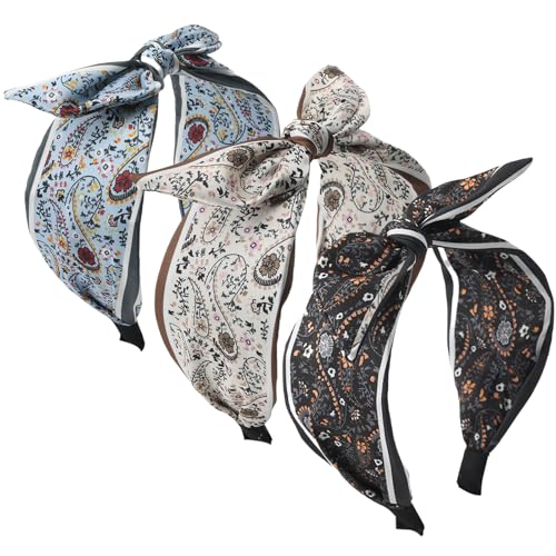AstraGlam 3PCS Boho Conjunto de Diademas para Mujer, Diademas Florales con Nudo y Lazo, Amplios...