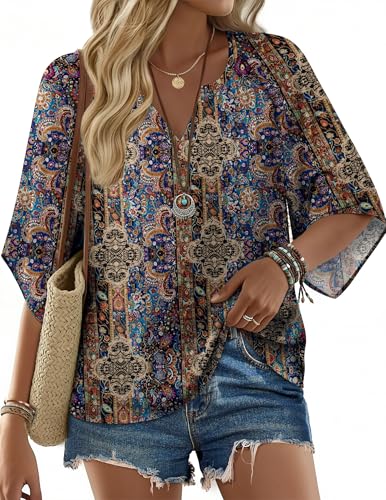 Zeagoo Blusa de Estilo Bohemio para Mujer Elegante Vacaciones