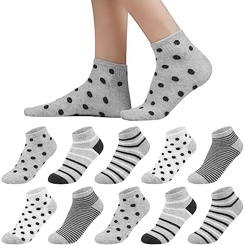Calcetines deportivos para mujer, talla 35-38, 10 pares de calcetines cortos de algodón, calcetines para...