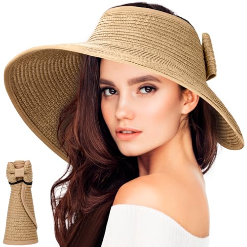 BellaGesundheit Sombrero de Paja Plegable para Mujer, protección UV UPF 50+, Sombrero de Verano para...