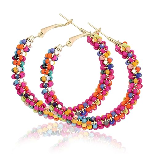 Pendientes Bohemios De Perlas De Coloridos Para Mujer, Pendientes bohemio vintage, Pendientes redondos...