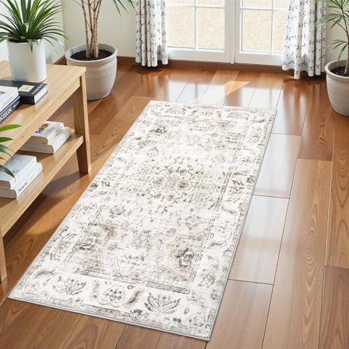 Homcomodar Alfombra Peque&ntilde;a Entrada Beige 60x120cm Antideslizante Lavables en Lavadora Tapetes...