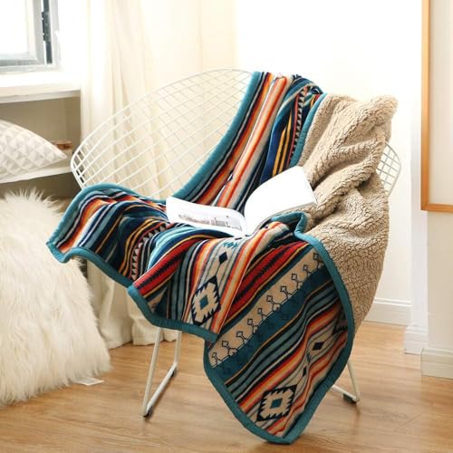 Qucover Manta de Matrimonio de Forro Polar Multicolor Estilo Boho, C&aacute;lida Manta de Sherpa, Mantas de...