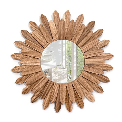Emfogoo Espejos Decorativos de Pared, Espejo Pared Redondo Grande de Madera, Boho Decoracion Habitacion,...