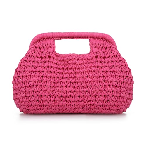 EVEOUT Clutch de Paja Trenzada con Cadena Mujer Boho Bolso Tejido para Fiesta Bodas Verano Bolsos de mano...