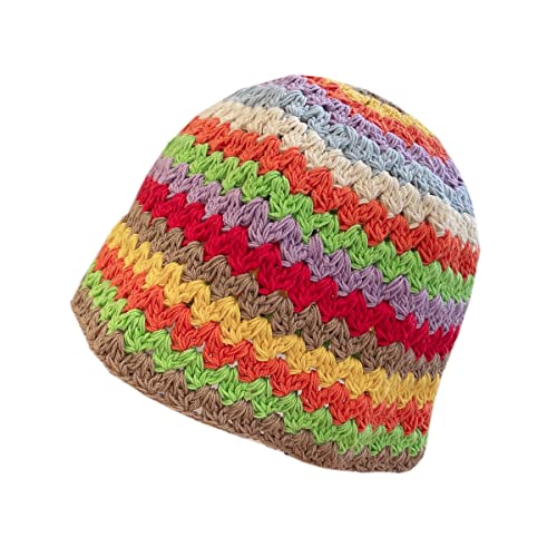 Gorros de punto de las mujeres Cap Boho Knitting Bucket Sombreros hechos a mano Cloche Crochet Sombreros...