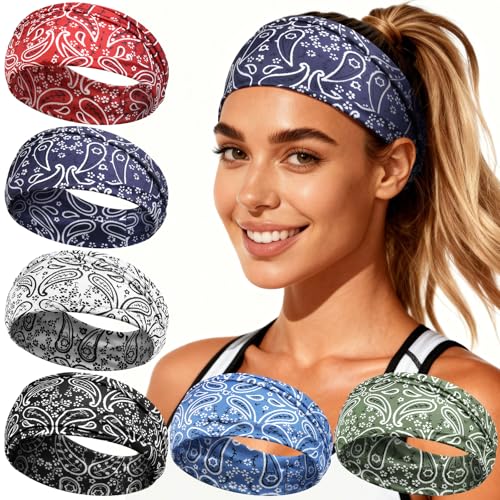 Loiluliy Cinta Pelo Deporte, 6Pcs Boho Diadema Mujer&Hombre Suaves y Antideslizantes Headband Accesorios...