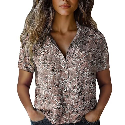 Blusa boho para mujer con cuello alto, elegante, blusa de verano, informal, manga corta, blusas de...