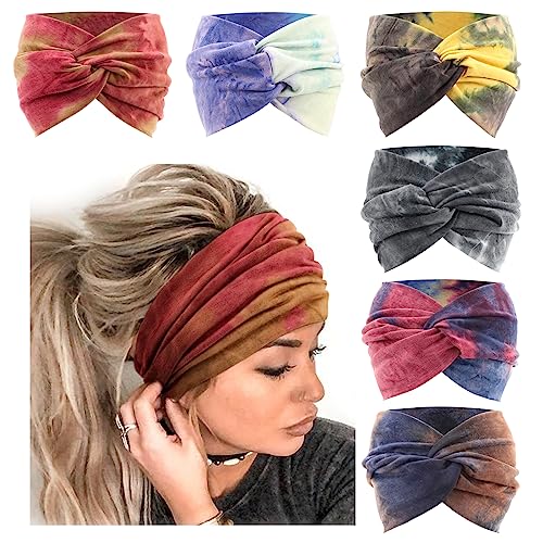 DRESHOW 6 Piezas Diademas Anchas para Las Mujeres Extra Grande Turbante Diadema Boho Head Wrap El&aacute;stico...