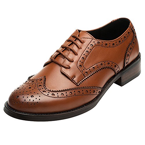 rismart Mujer Brogue Dedo del Pie Puntiagudo Puntas De ala Oxfords Zapatos De Cordones...