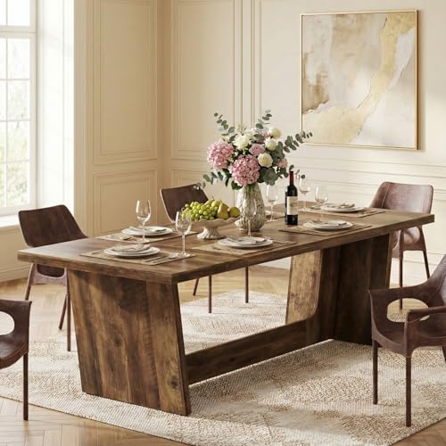 Lailang 180cm Mesa de Comedor, Mesa Cocina Retro, Mesa Comedor Madera Maciza, Mesa de Jantar, Mesa Salon...