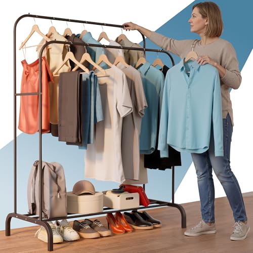 PORTENTUM Perchero burro ropa resistente de acero &ndash; hasta 35 kg &ndash; Organizador con doble barra y...