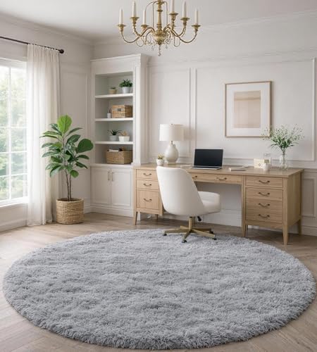 ROHATIM Alfombras Sal&oacute;n Redonda Pelo Largo Alfombra Habitaci&oacute;n Dormitorio Lavables Alfombra...