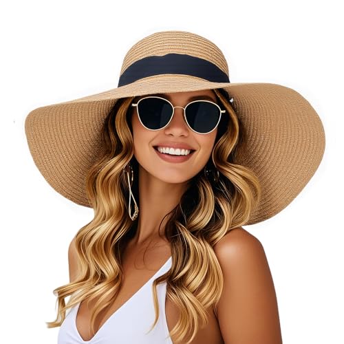 powerking Sombrero de Sol de Paja de Borde Ancho, Sombrero de Verano de protecci&oacute;n UV Sombreros de Sol...