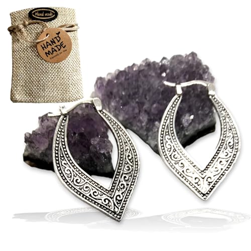 WORLD GOBLINS Pendientes Vintage Plata Gota Coraz&oacute;n. Estilo Nacional, Mujer Hippie. Llamativos Hechos a...
