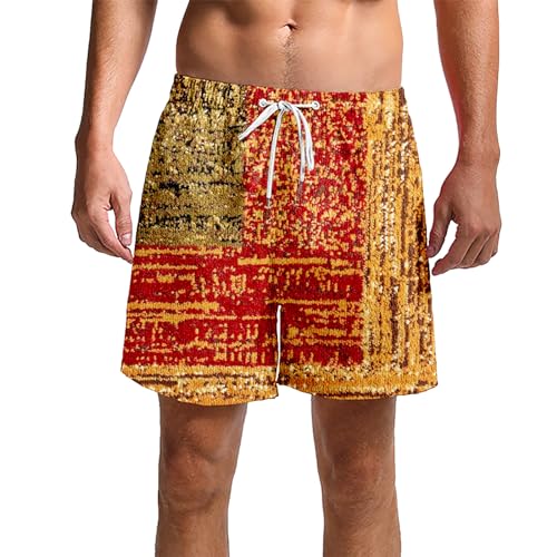 Pantalones cortos de playa hippie estampados para hombre, ligeros, contrastantes, de lino, para...