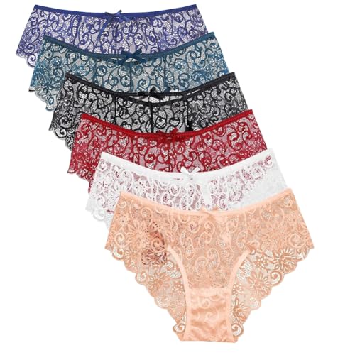 HAGOT 6PCS Calzoncillos de Encaje para Mujer, Calzoncillos Sexys para Mujer, Bragas CóModas, Ropa...