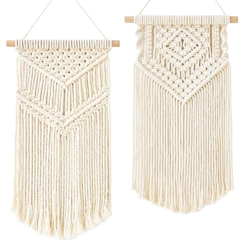 CharmBurst 2 piezas de tapiz Macram&eacute; peque&ntilde;o para pared, alfombra Boho para sala de estar dormitorio,...