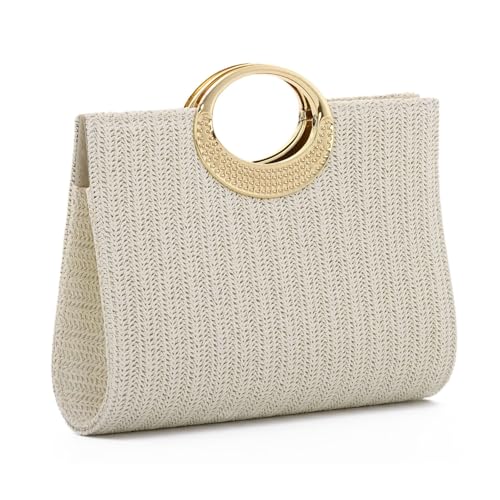 EVEOUT Clutch de Paja Trenzada para Mujer Boho Chic Bolso Tejido para Fiesta Bodas Verano Cartera de Mano...