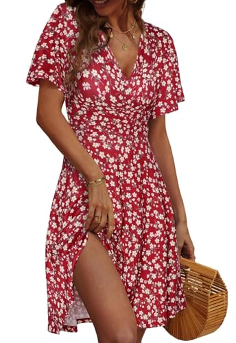 CheChury Vestido Verano Mujer Elegante Ligero Vestidos Casual Mujer Frescos con Estampado Floral Bohemio...